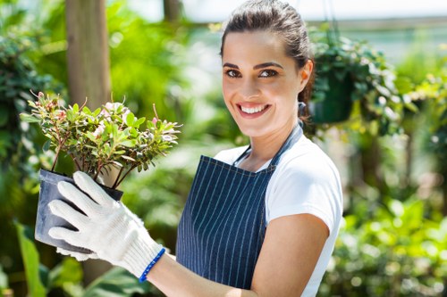 Landscaping crew reviewing transparent pricing for an Edmonton property
